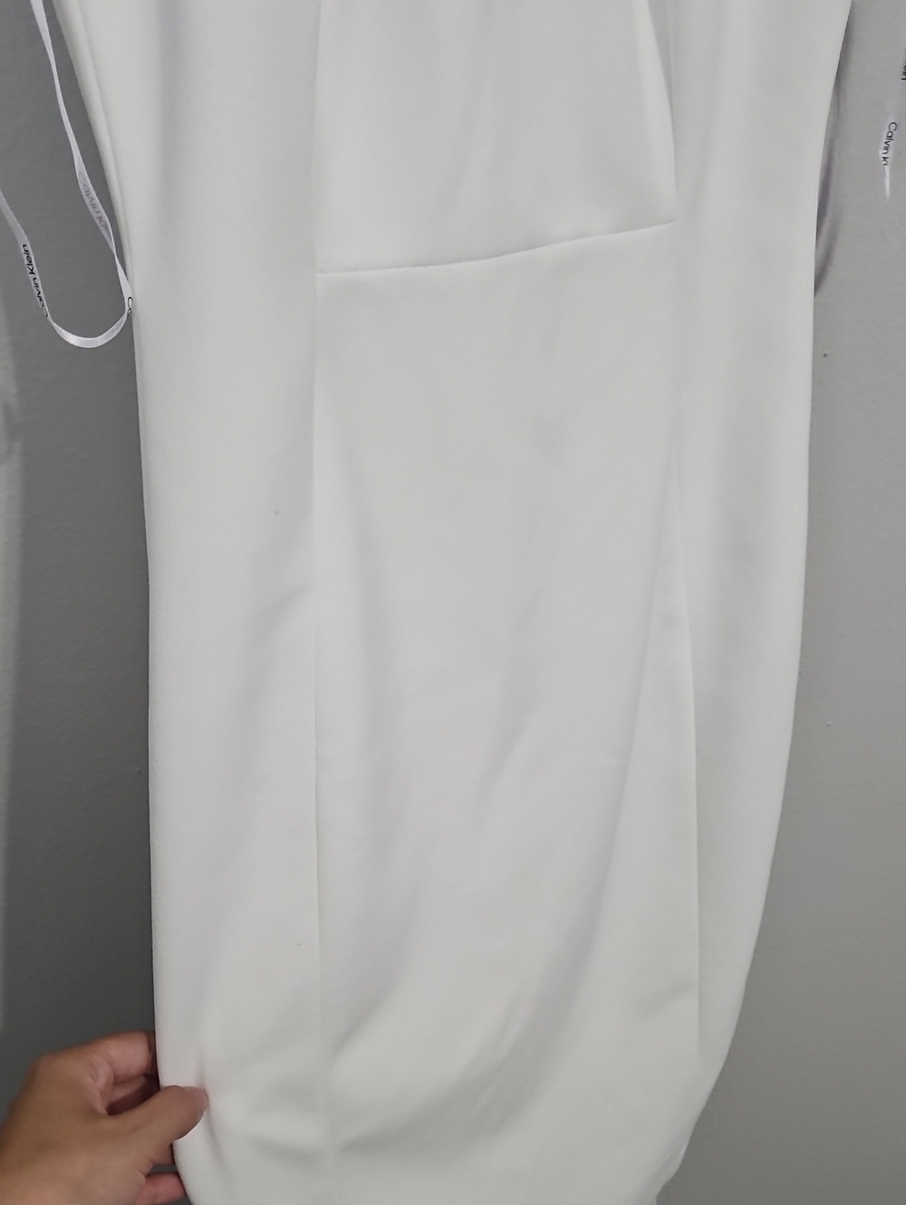 Calvin Klein White Sleeveless Midi Dress with Neck Tie - Picture 7 of 9